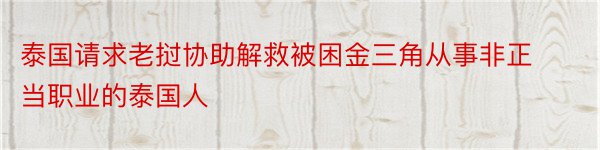 泰国请求老挝协助解救被困金三角从事非正当职业的泰国人