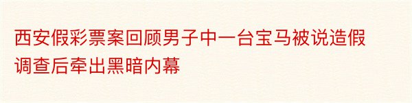 西安假彩票案回顾男子中一台宝马被说造假调查后牵出黑暗内幕