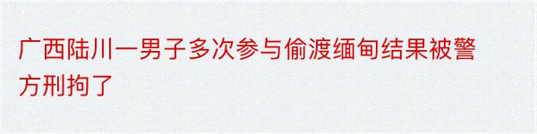 广西陆川一男子多次参与偷渡缅甸结果被警方刑拘了