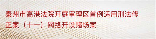 泰州市高港法院开庭审理区首例适用刑法修正案（十一）网络开设赌场案