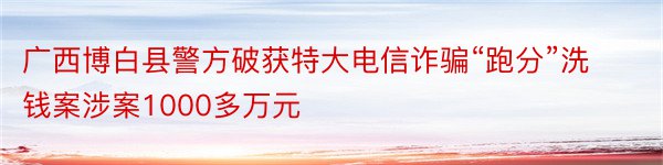 广西博白县警方破获特大电信诈骗“跑分”洗钱案涉案1000多万元