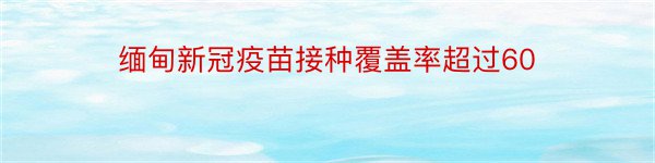 缅甸新冠疫苗接种覆盖率超过60