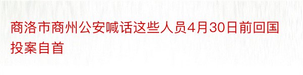 商洛市商州公安喊话这些人员4月30日前回国投案自首