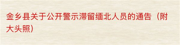 金乡县关于公开警示滞留缅北人员的通告（附大头照）