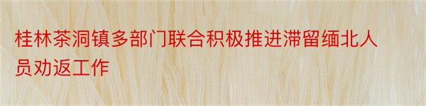 桂林茶洞镇多部门联合积极推进滞留缅北人员劝返工作