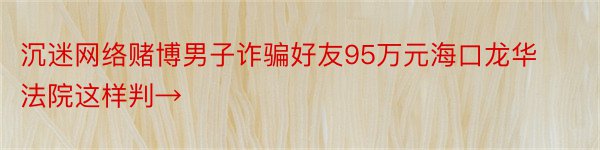 沉迷网络赌博男子诈骗好友95万元海口龙华法院这样判→