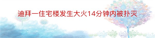 迪拜一住宅楼发生大火14分钟内被扑灭