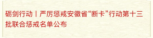 砺剑行动丨严厉惩戒安徽省“断卡”行动第十三批联合惩戒名单公布