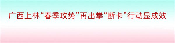 广西上林“春季攻势”再出拳“断卡”行动显成效