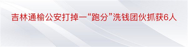 吉林通榆公安打掉一“跑分”洗钱团伙抓获6人