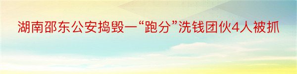 湖南邵东公安捣毁一“跑分”洗钱团伙4人被抓