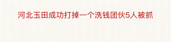 河北玉田成功打掉一个洗钱团伙5人被抓