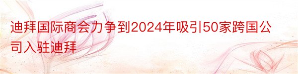 迪拜国际商会力争到2024年吸引50家跨国公司入驻迪拜