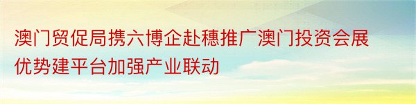 澳门贸促局携六博企赴穗推广澳门投资会展优势建平台加强产业联动