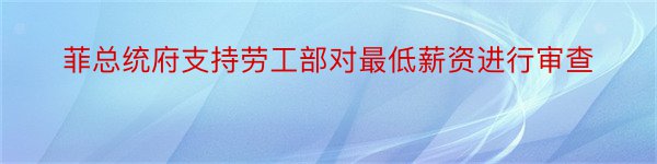 菲总统府支持劳工部对最低薪资进行审查