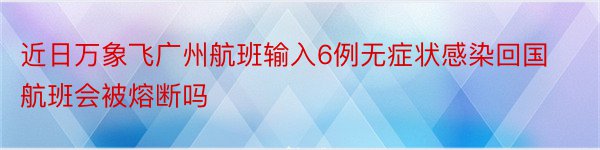 近日万象飞广州航班输入6例无症状感染回国航班会被熔断吗