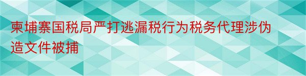 柬埔寨国税局严打逃漏税行为税务代理涉伪造文件被捕