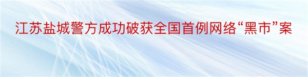 江苏盐城警方成功破获全国首例网络“黑市”案