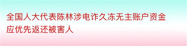 全国人大代表陈林涉电诈久冻无主账户资金应优先返还被害人